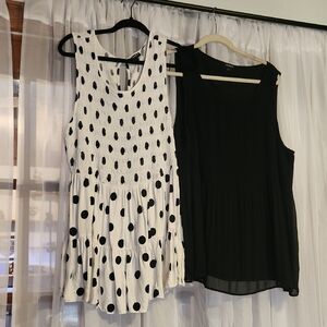 Torrid Black and White Polka Dot Tank Top plus blacksheer with black undershirt.
